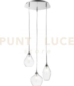 Lampadario a sospensione skyline doppio vetro trasparente e bianco ...