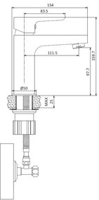 BATH DELUXE 28-005-04-02-04 - Rubinetto del lavandino NAESBY 15,9 cm opaco nero