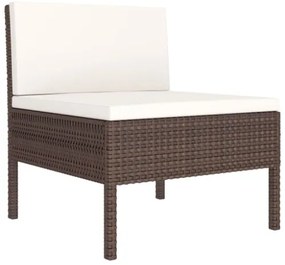 Set Divani da Giardino 8 pz con Cuscini in Polyrattan Marrone