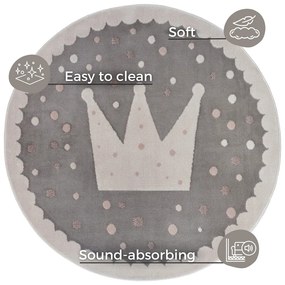 Tappeto grigio per bambini ø 100 cm Crown - Hanse Home