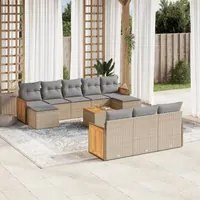 Set Divani da Giardino 11 pz con Cuscini Beige in Polyrattan 3260505