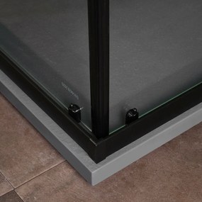Box Doccia 80X120 Telaio Nero Opaco Vetro Serigrafato 6Mm | Cielo