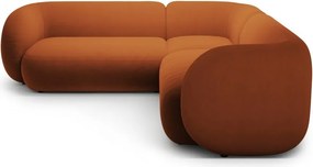 Divano angolare color terracotta con rivestimento in velluto Kate – Micadoni