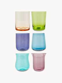 Set 6 bicchieri acqua in vetro soffiato in diverse forme e colori Desigual