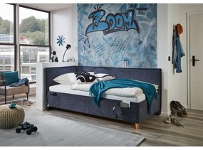 Letto da bambini con sponde blu scuro imbottito con contenitore con rete inclusa 90x200 cm Fun – Meise Möbel