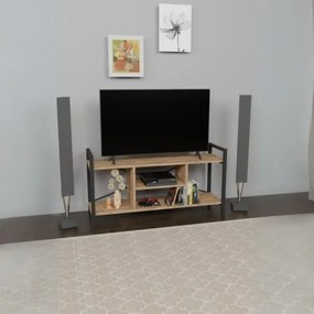 Mobile Porta TV Stile Industrial 120x35x60 Con Vani A Giorno Cult Rovere