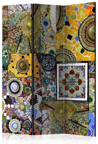 Paravento separè Mosaico soleggiato (3 pezzi) - composizione su sfondo etnico