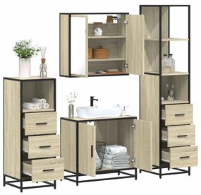 Set Mobili Da Bagno 4 Pz Rovere Sonoma İn Legno Multistrato /