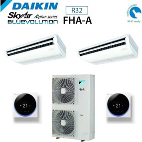 Daikin - Climatizzatore Condizionatore Dual Split Inverter Pensile a Soffitto fha-a 24+24 con RZAG140MY1 R-32 Trifase Wi-Fi Optional 24000+24000 con