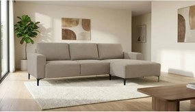 Divano angolare marrone chiaro (con penisola a destra/con chaise lounge) con rivestimento in ciniglia Fabian – Scandic