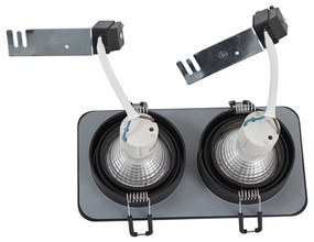 Set di 6 faretti da incasso arrotondati neri GU10 50mm orientabili e inclinabili IP44 2-luci - Alberto