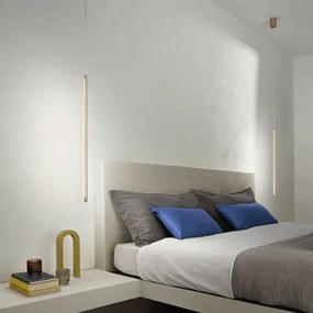 Lampada a sospensione Led verticale in metallo verniciato Oro 6 cm - GENIUS