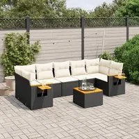 Set Divani da Giardino con Cuscini 8 pz Nero in Polyrattan 3226651