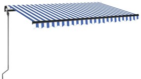 Tenda da Sole Retrattile Manuale con LED 400x300cm Blu e Bianco