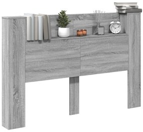Testiera con contenitore a led grigio sonoma 160x16,5x103,5 cm