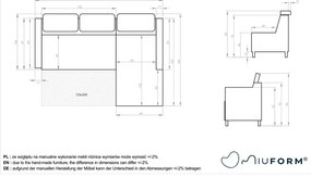 Divano letto angolare grigio scuro (angolo sinistro) Sweet Harmony - Miuform