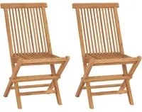 Sedie da Giardino Pieghevoli 2 pz in Legno Massello di Teak cod mxl 11662