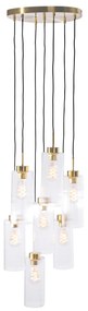Lampadario Art Déco oro con vetro 7 luci - Laura