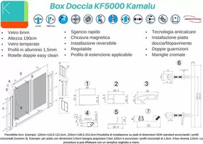 Box doccia nicchia 130cm vetro satinato anticalcare KF5000 - KAMALU