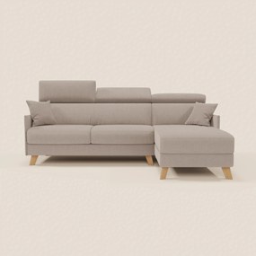 Sole Divano letto matrimoniale angolare con penisola contenitore e poggiatesta reclinabili - tessuto smacchiabile T23