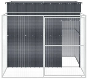Casetta cani con corsa antracite 214x253x181 cm acciaio zincato