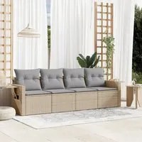 Set Divano da Giardino 4 pz con Cuscini Beige in Polyrattan 3252216