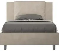 Letto una piazza e mezza rivestito in Microfibra - ANTEA Dimensione Rete: 110x210, Colore: Beige, Tipologia Letto: Senza Rete