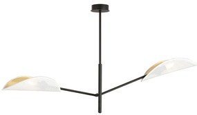 Lampadario 2 Luci Eridano In Acciao Nero E Bianco Oro Con Bracci Mobili
