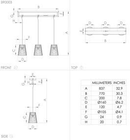 Eglo 390003 - Lampadario a sospensione con filo BOGOTA 3xE27/40W/230V nero