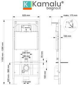 Kamalu - sistema di scarico per wc sospeso installazione su cartongesso sonner-40