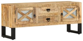 Mobile Porta Tv 110x30x45 Cm İn Legno Massello Di Mango Grezzo /