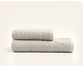 Asciugamani e teli da bagno in cotone beige chiaro in set di 2 pezzi - Foutastic