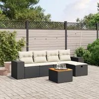 Set Divano da Giardino 6 pz con Cuscini Nero in Polyrattan 3265165