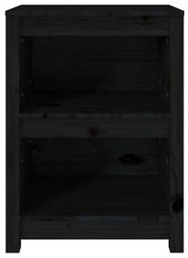 Libreria nera 50x35x68 cm in legno massello di pino