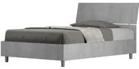 Letto 1 Piazza e Mezzo 120x190 cm con Rete e Contenitore Demas Testata Inclinata Cemento