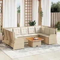 Set Divani da Giardino 7 pz con Cuscini in Polyrattan Beige 3262372