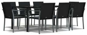 Set pranzo da giardino 9 pz con cuscini in polyrattan e acciaio