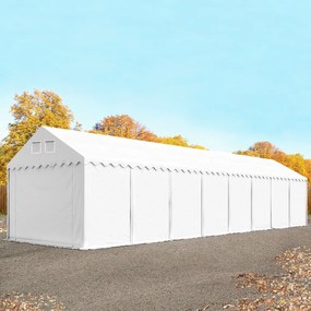 TOOLPORT 4x24 m tenda capannone, altezza 2,6m, PVC 800, telaio perimetrale, bianco, con statica (sottofondo in terra) - (517635)