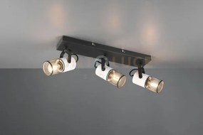 Tosh barra 3 spots cilindri gabbia metallo nero opaco e legno bianc...