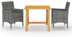 Set Mobili Da Pranzo Per Giardino 3 Pz Grigio /