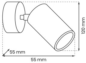 Faretto da parete HUDSON 1xGU10/8W/230V nero