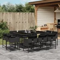 Set da Pranzo da Giardino 11 pz con Cuscini in Polyrattan Nero 3278154