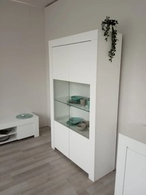 Vetrina 2 ante linea Clear in Bianco Opaco