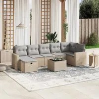 Set Divano da Giardino 8 pz con Cuscini Beige Misto Polyrattan 3263515