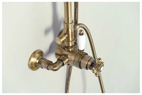 Set per doccia in ottone color bronzo con rubinetto termostatico, soffione doccia e doccetta 142 cm Antea – Sapho