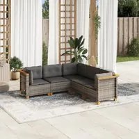 Set Divano da Giardino 5 pz con Cuscini Grigio in Polyrattan 3261822