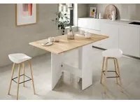 Tavolo allungabile Toledo, Tavolo da pranzo pieghevole con piano abbattibile, Tavolo ausiliario richiudibile, cm 77x31h78, Bianco e Rovere