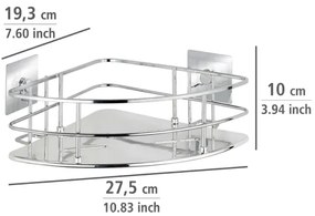 WENKO 23856800-Mensola TURBO-LOC QUADRO ED. 27,5x19,3 cm acciaio inox/lucido. cromato