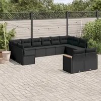 Set Divani da Giardino 12 pz con Cuscini Nero in Polyrattan 3258842