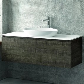 Composizione bagno 120cm sospesa composta da mobile specchio contenitore e 2 pensili - KAMALU